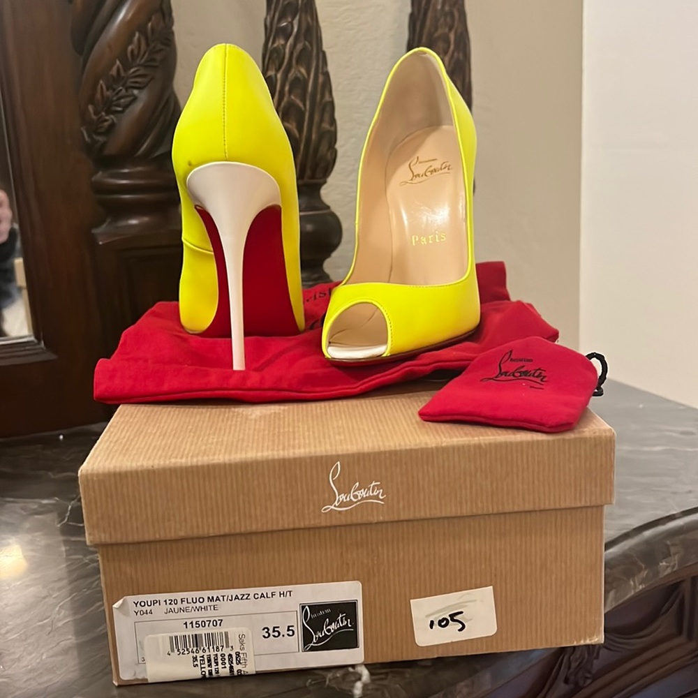 Christian Louboutin Youpi 120 Fluo Mat/Jazz Calf H/T Size 3…